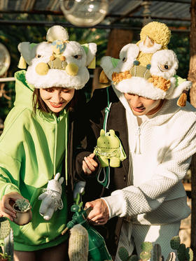 【2.10停发】芽小七原创国潮醒狮毛线帽子成品男女冬季情侣款东北加绒保暖防寒