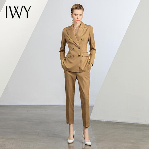 IWY/秋冬新款高级感金铜色西装套装女套裤领西服职业装女神范olC12303+P12303 商品图1