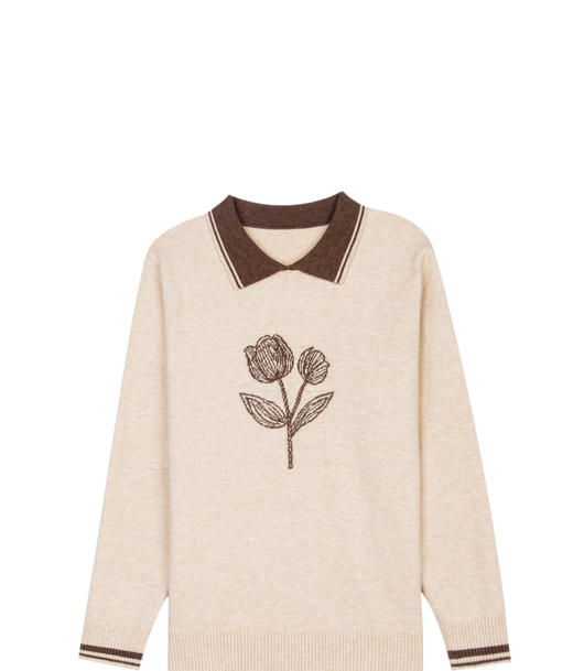 娃娃领短款时尚毛衣，洋气宽松上衣针织打底衫CC-22266 商品图4