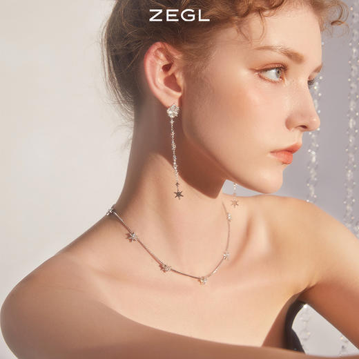ZEGL设计师雪花流苏耳环女小众设计感长款耳钉耳饰品 商品图2