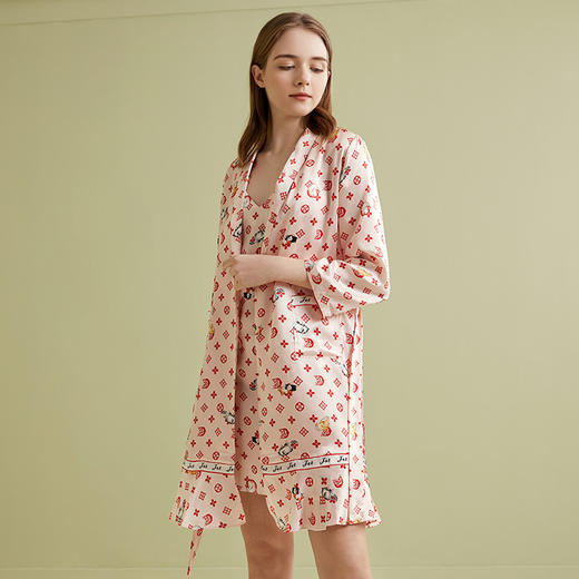 金三塔春夏新品 真丝动物印花睡袍 100%桑蚕丝可外穿睡衣女 YSFBA101 商品图2