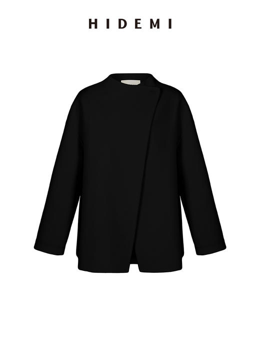 HIDEMI 美利奴双面羊毛不对称设计感翻领大衣 商品图13