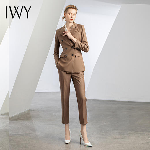IWY/秋冬咖色西装套装女比亚迪工作西服白领时尚通勤商务正装OLC11373+P11373 商品图1