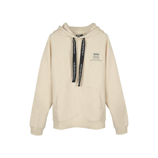 大英博物馆logo系列建筑刺绣男女同款米色连帽街头潮流休闲卫衣 商品图4