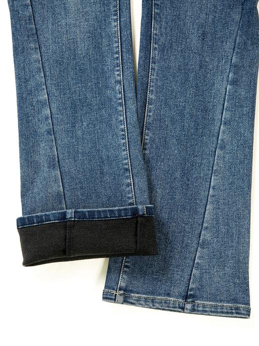 HeyDress复古加绒牛仔裤女秋冬高腰修身显瘦百搭马蹄裤微喇裤子 商品图2