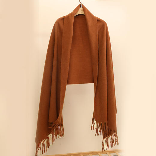 玳莎羊毛加厚围巾冬季纯色简约百搭流苏设计感保暖围脖披肩  CD52003 商品图1