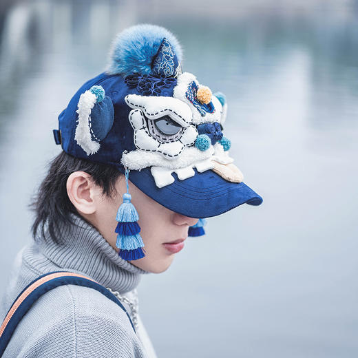 【2.10停发】谢楠同款芽小七原创设计手工醒狮中国风虎头棒球男女遮阳鸭舌帽子 商品图1