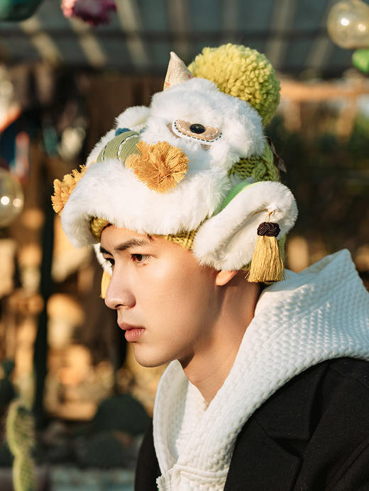 【2.10停发】芽小七原创国潮醒狮毛线帽子成品男女冬季情侣款东北加绒保暖防寒 商品图2