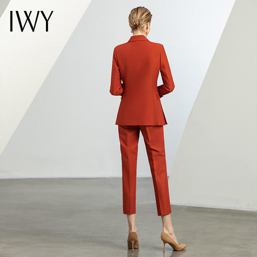 IWY/秋冬新款橘红色职业正装西装套装女两件套高级感英伦风C12312+P12312 商品图3