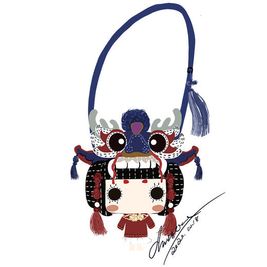 【2.10停发】芽小七原创设计中国风小龙女卡通可爱斜挎布艺手机零钱迷你小包包 商品图1