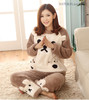 秋冬季珊瑚绒睡衣女 冬天加厚保暖法兰绒圆领卡通家居服长袖套装 商品缩略图0