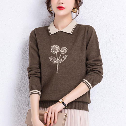 娃娃领短款时尚毛衣，洋气宽松上衣针织打底衫CC-22266 商品图8