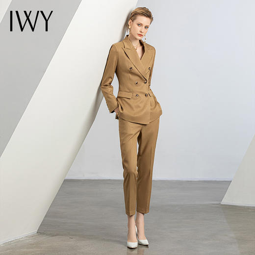 IWY/秋冬新款高级感金铜色西装套装女套裤领西服职业装女神范olC12303+P12303 商品图2