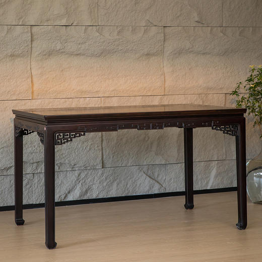 二十世纪 红木束腰马蹄腿回纹画桌 商品图2