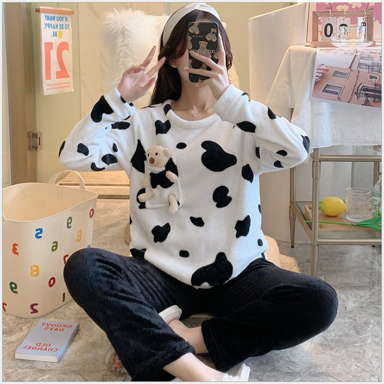 奶牛斑点口袋熊-绒-白