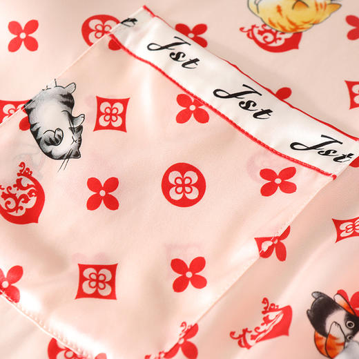 金三塔春夏新品 真丝动物印花睡袍 100%桑蚕丝可外穿睡衣女 YSFBA101 商品图4