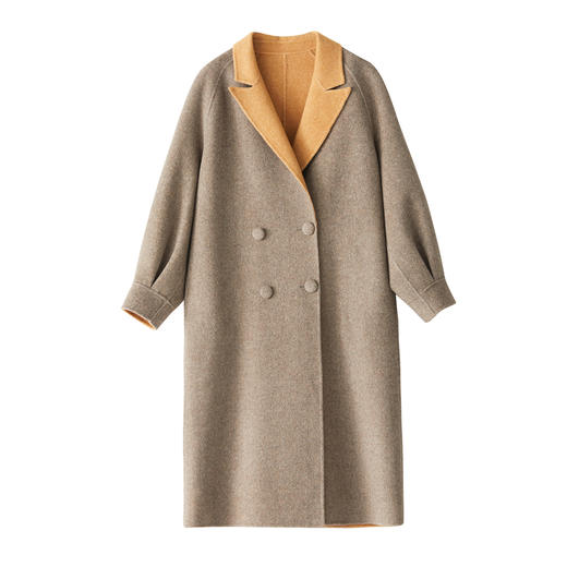 谜底2022冬季新品外套女羊毛保暖双面呢中长款毛呢大衣229MD6198 商品图3