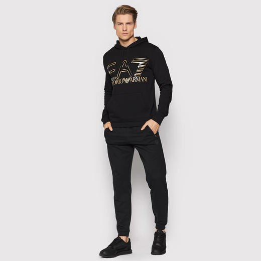 EMPORIO ARMANI EA7 阿玛尼 男士棉质微型徽标贴片休闲运动裤 黑色 8NPP61 PJBPZ 1200 商品图3