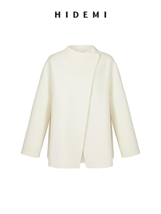 HIDEMI 美利奴双面羊毛不对称设计感翻领大衣 商品图14