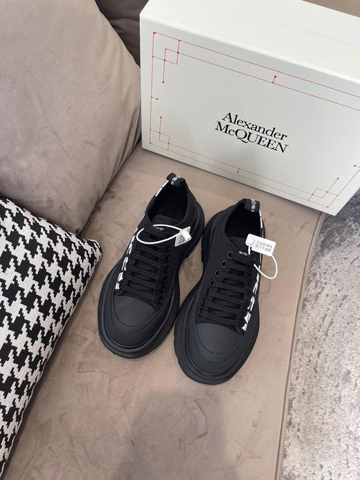 黑色低帮白字母印花帆布 商品图4