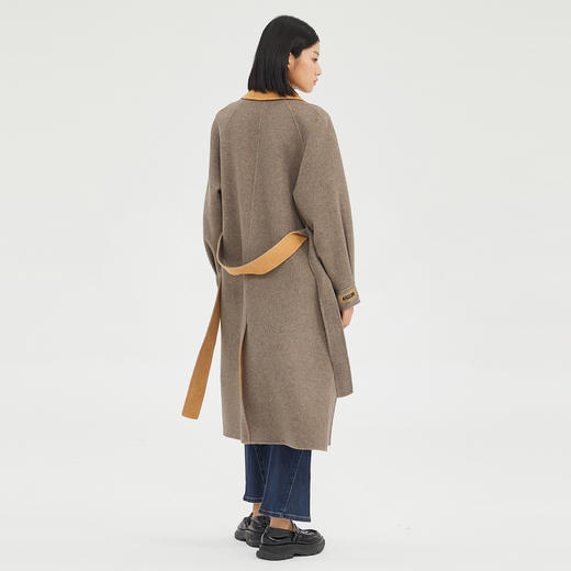 谜底2022冬季新品外套女羊毛保暖双面呢中长款毛呢大衣229MD6198 商品图2