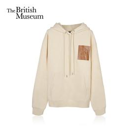 大英博物馆盖亚安德森猫系列男女同款米色刺绣街头潮流时尚休闲连帽卫衣