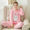 秋冬季珊瑚绒睡衣女 冬天加厚保暖法兰绒圆领卡通家居服长袖套装 商品缩略图2