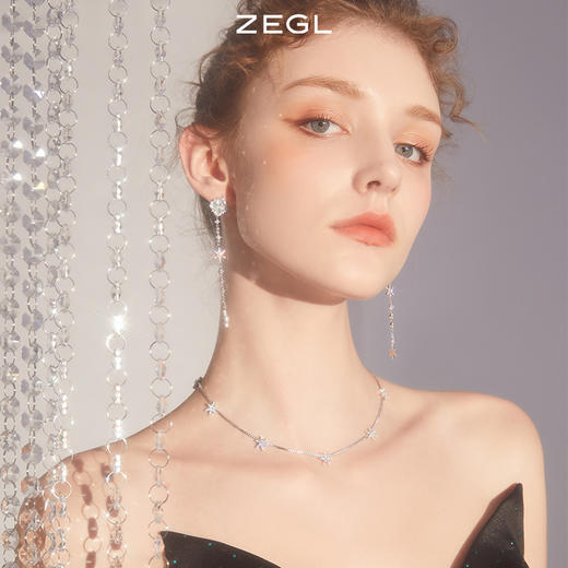 ZEGL设计师雪花流苏耳环女小众设计感长款耳钉耳饰品 商品图1