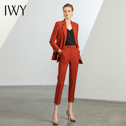 IWY/秋冬新款橘红色职业正装西装套装女两件套高级感英伦风C12312+P12312 商品图0