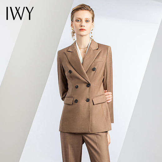 IWY/秋冬咖色西装套装女比亚迪工作西服白领时尚通勤商务正装OLC11373+P11373 商品图2