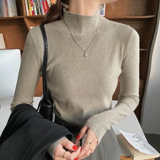 半高领打底衫女春秋内搭洋气2021新款早秋上衣秋冬毛衣长袖针织衫 商品图4