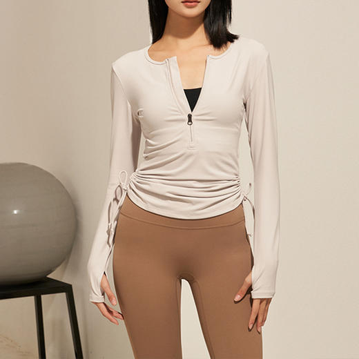 【限时秒】YOGACODE火树银花/半拉链抽绳弹力速干普拉提健身瑜伽长袖YCDS190804 商品图0