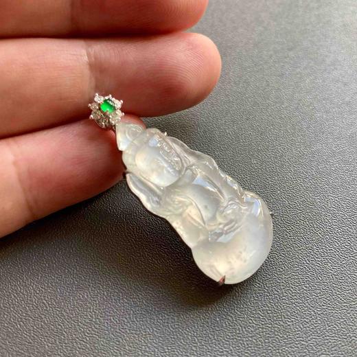 玻璃种翡翠释迦牟尼18k白金钻石镶嵌 商品图7