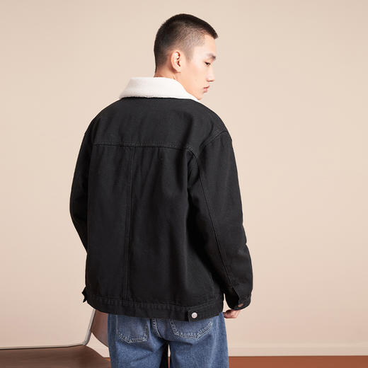 西遇加厚羊羔绒牛仔外套男2023年冬款翻领保暖刺绣夹克11922390 商品图3