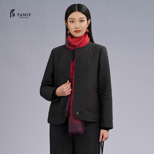 TANGY Collection/天意精品莨绸香云纱裥棉短外套L224048 商品图0