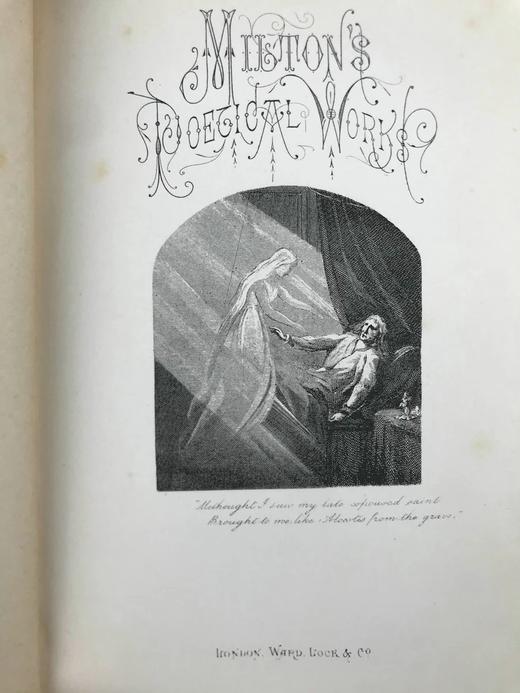 约19世纪后期 弥尔顿诗集 约8幅版画插图 漆布精装32开 商品图3