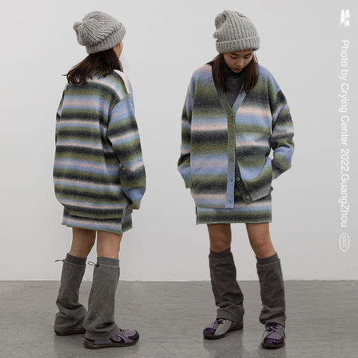 CryingCenter 湖水蓝绿渐变针织半裙 套装裙子 哭喊中心 商品图2