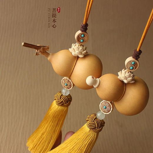 天然葫芦挂件门对门门口大门对客厅卧室玄关金色流苏莲花招财挂饰 商品图0