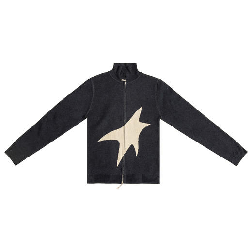 CryingCenter 一颗彗星辣妹针织开衫 泥炭黑双拉链修身 哭喊中心 商品图4