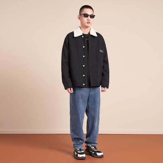 西遇加厚羊羔绒牛仔外套男2023年冬款翻领保暖刺绣夹克11922390 商品图1
