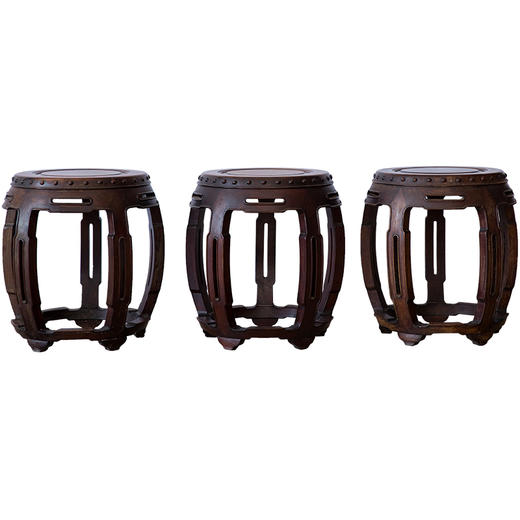 清 红木鱼门洞鼓凳（一套三只） 商品图5