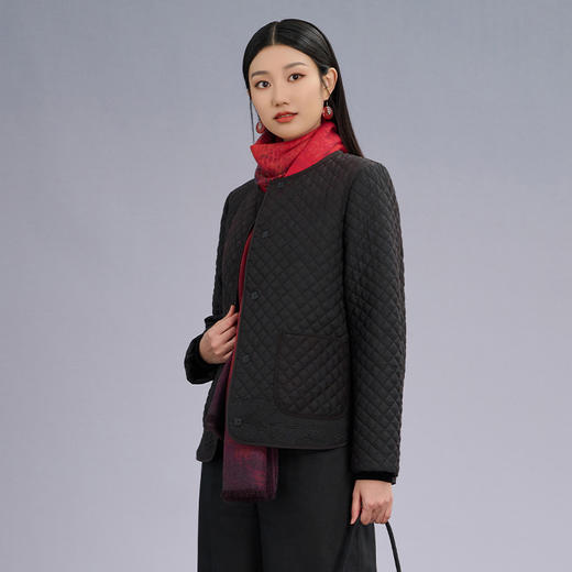 TANGY Collection/天意精品莨绸香云纱裥棉短外套L224048 商品图1