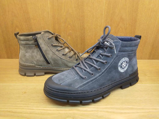 豪行冬款10462602工装靴马丁靴男雪地中帮短靴英伦风加绒保暖棉鞋 商品图5