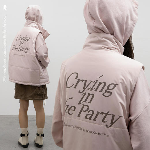 CryingCenter 哭喊泪粉色简约基础棉服马甲外套背心 哭喊中心 商品图2