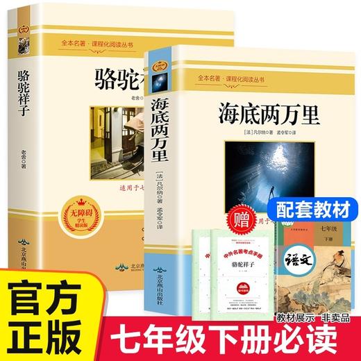 七年级下册必读书全套 海底两万里原著正版完整版骆驼祥子老舍著 初中生初中版老师推荐七下阅读课外书 语文人民教育文学出版社7下 商品图0