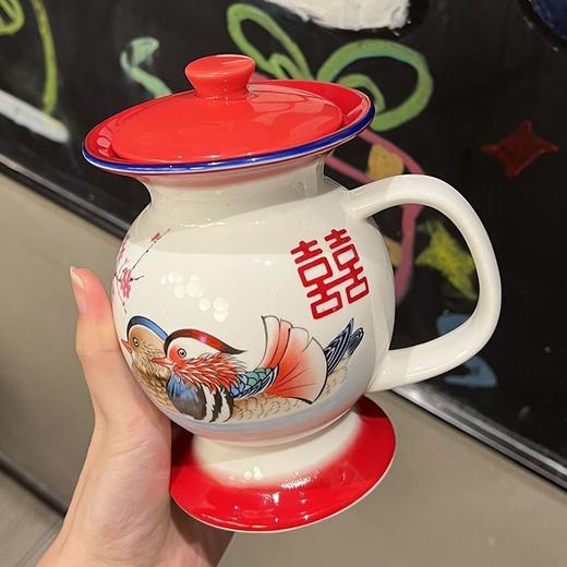 痰盂水杯怀旧老式马克杯带盖勺伴手礼品杯子陶瓷茶缸生日结婚礼物 商品图3
