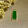 18K玫瑰金和田玉（碧玉）镶钻吊坠--亭亭玉立/半圆柱7*16mm/苹果绿 商品缩略图6