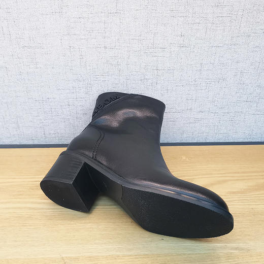 秋款板鞋新213X68688豪行复古女单靴真皮中跟短靴侧拉链牛皮女靴 商品图4