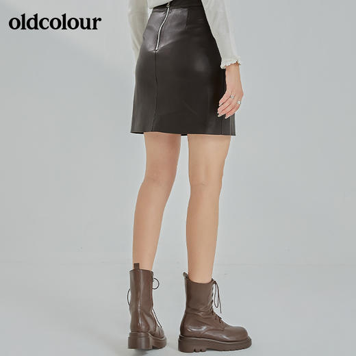 oldcolour2022冬季新款时尚气质修身百搭高腰包臀皮裙N41061152 商品图4