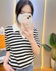 女反领条纹中袖毛衣22801 商品缩略图0